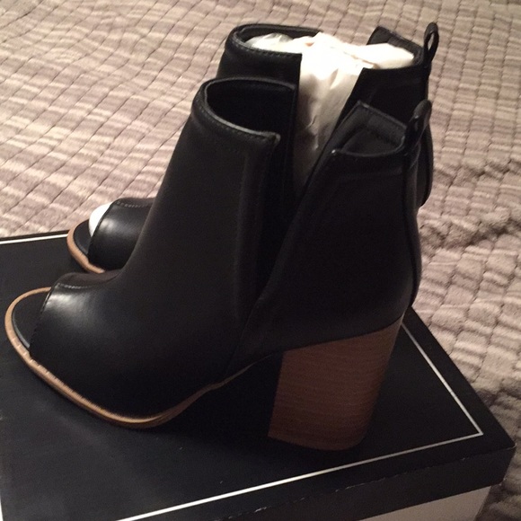 Black Peep Toe Booties - Picture 8 of 8